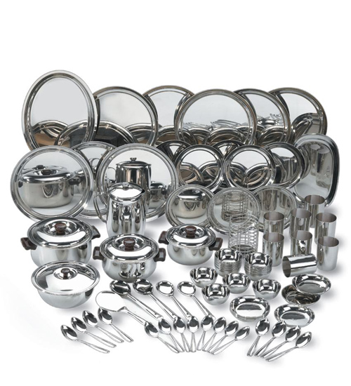 Bazaarmantri Vinod Steel Trendy Dinner Set 85 Pcs
